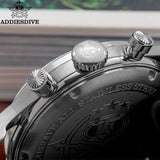 ADDIESDIVE 38MM AD2037 Men Multifunctional Chronograph Watches 10Bar Diving Leather Belt Timing Clocks Quartz Watch Relogios