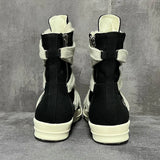 Men Women High-TOP Shoes Casual Canvas Jumbo Lace Up Sneakers Luxury Designer Zip Hip Hop Autumn Flats Black Boots