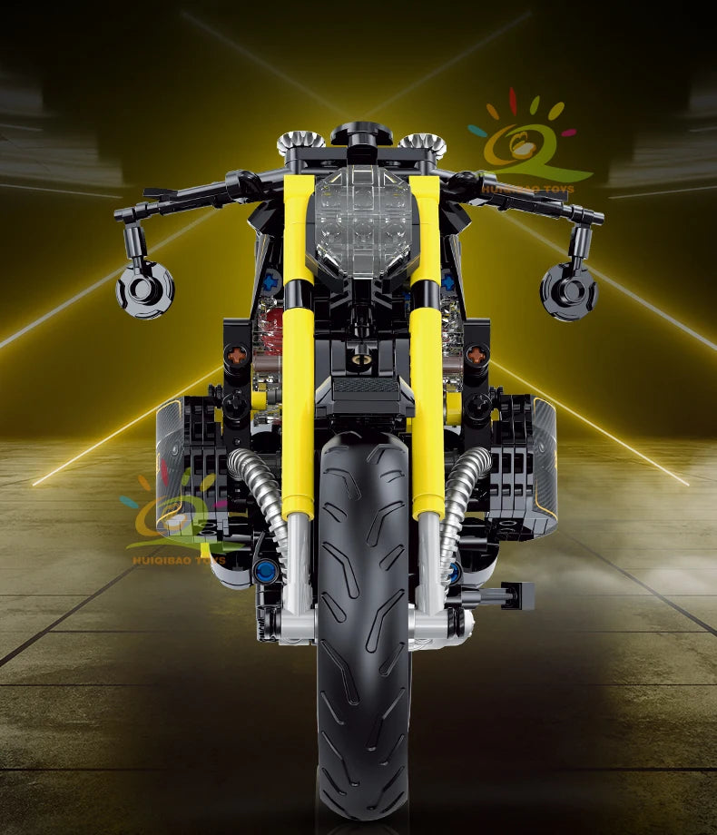 HUIQIBAO 1:8 Classic Motorbike Building Blocks High-tech Model Moto City Racer Bricks Toy for Kid Boy Children Adult MOC Car Set