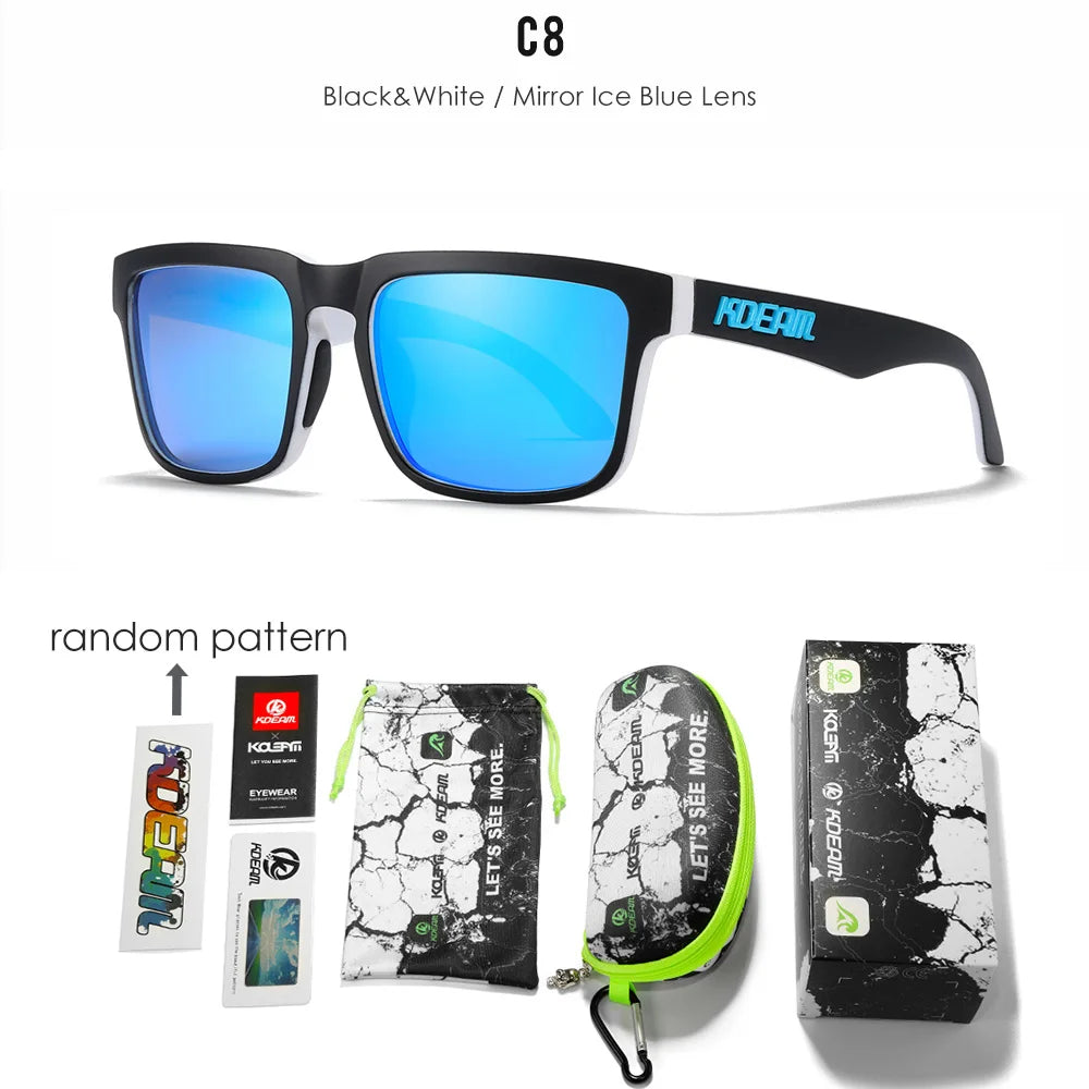 KDEAM All Black Men's Sunglasses Polarized And UV400 Protection Lens Driving Fishing Glasses Mirror With Complete Package