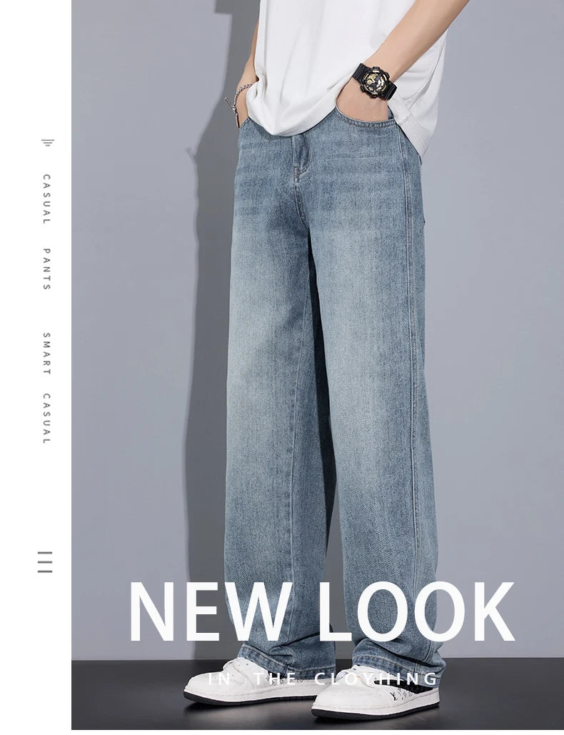 Men's Light Blue Straight-Leg Jeans