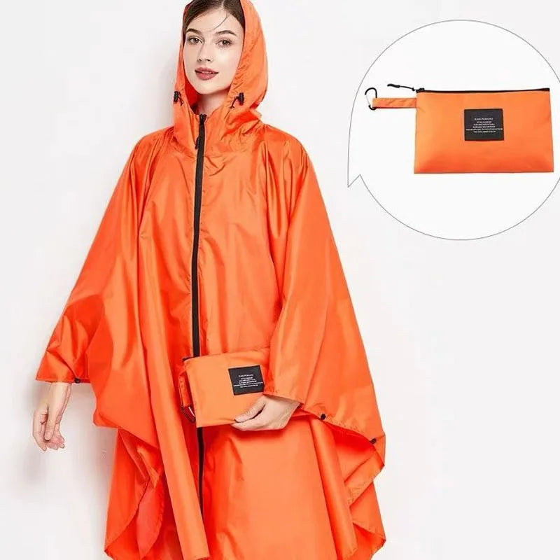 Women's Elegant Waterproof Poncho Raincoat – All Sizes
