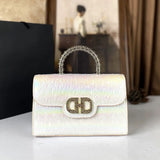 Advanced Ostrich Pattern Diamond Inlaid Women's Handbag New Fashionable High-End Shoulder Crossbody Bag
