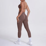 Women 2pcs Patchwork Sport Yoga Suit Training Sleeveless Sport Gym Tops Tummy Control Slimming Booty Leggings Yoga Suit Sports