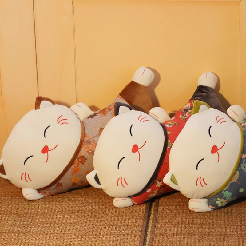 Japanese style lucky cat pillow dual-use sofa back cushion office seat belt waist cushion car lumbar pillow