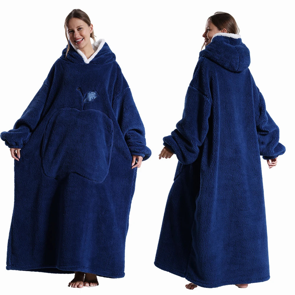 Extra Long Hooded Wearable Blanket