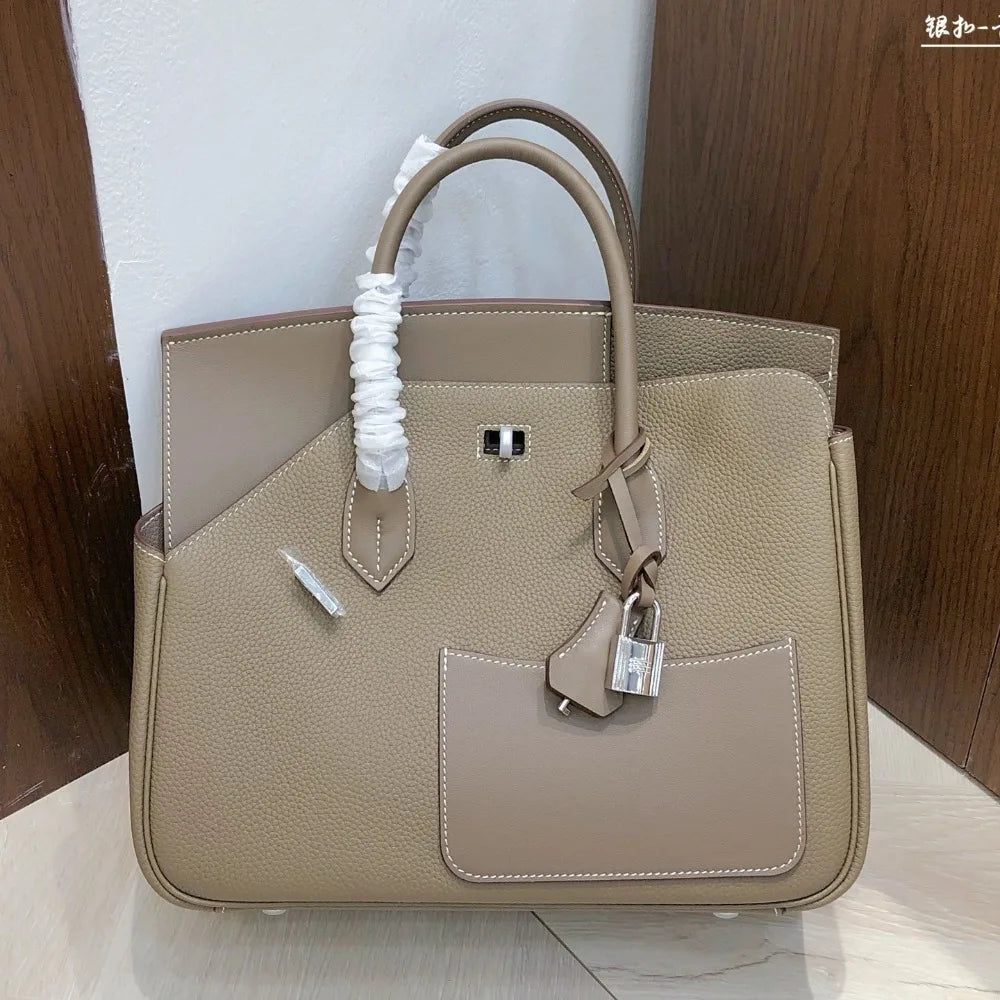 High Texture Handbag New Fashion Temperament Lychee Pattern Irregular Splicing Single Shoulder Messenger Women's Bag Commuting