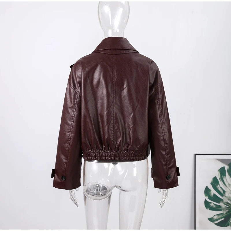 Chic Stand Collar Leather Jacket