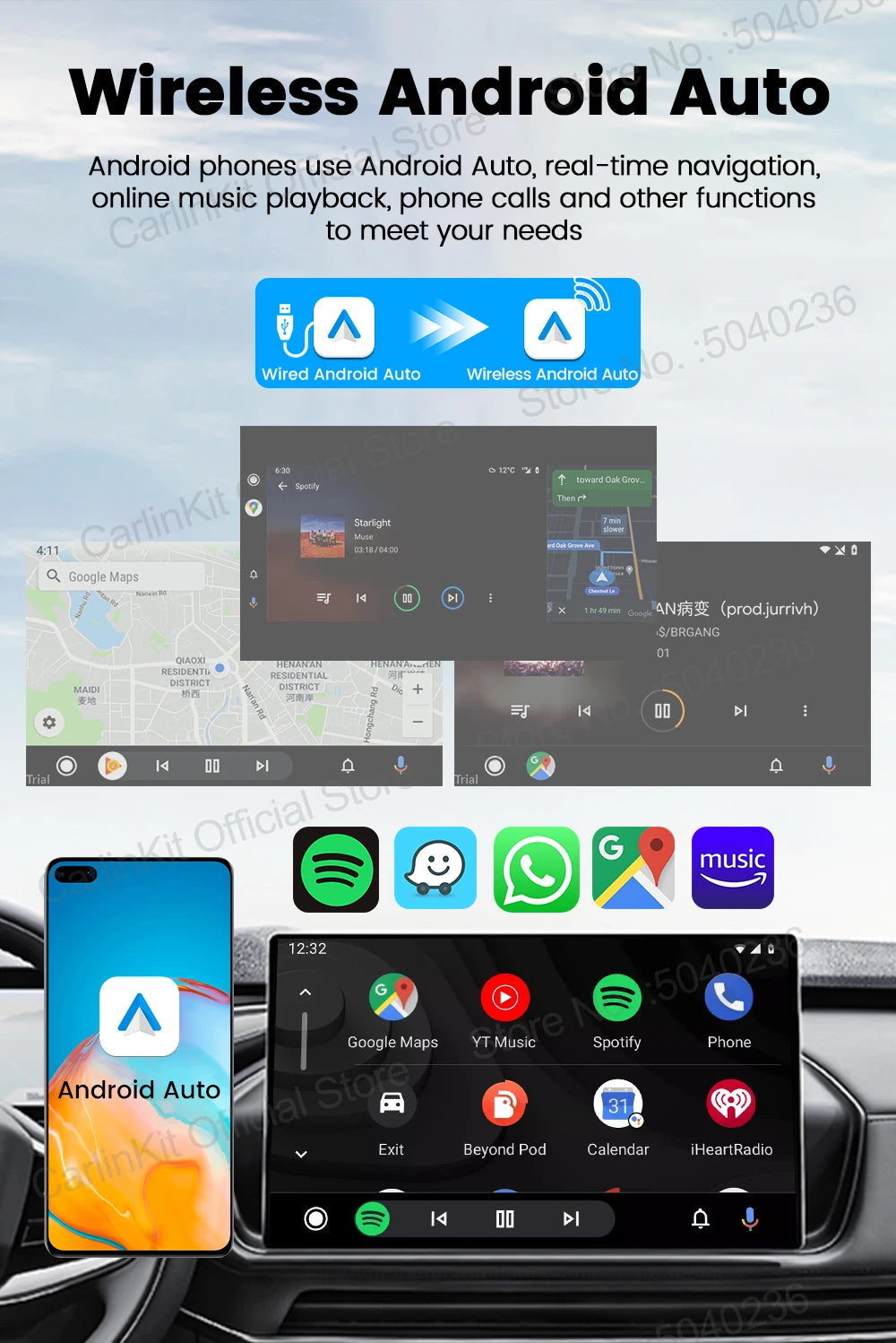 CarlinKit Mini5 Pro Wireless CarPlay & Android Auto Adapter