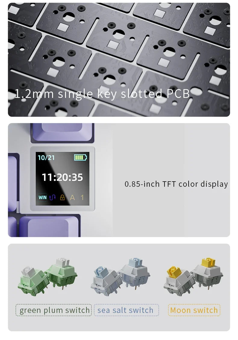 AJAZZ AK820 Wireless Gaming Keyboard, GASKET Structure, RGB Backlight, 5-Layer Sound Dampening Foam, PBT Keycaps