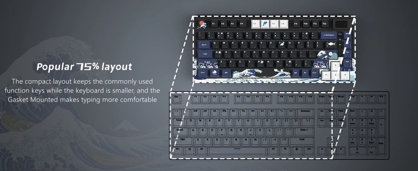 Womier S-K80 75% Keyboard with Color OLED Display Mechanical Gaming Keyboard Hot Swap Keyboard Gasket Mount RGB Custom Keyboard