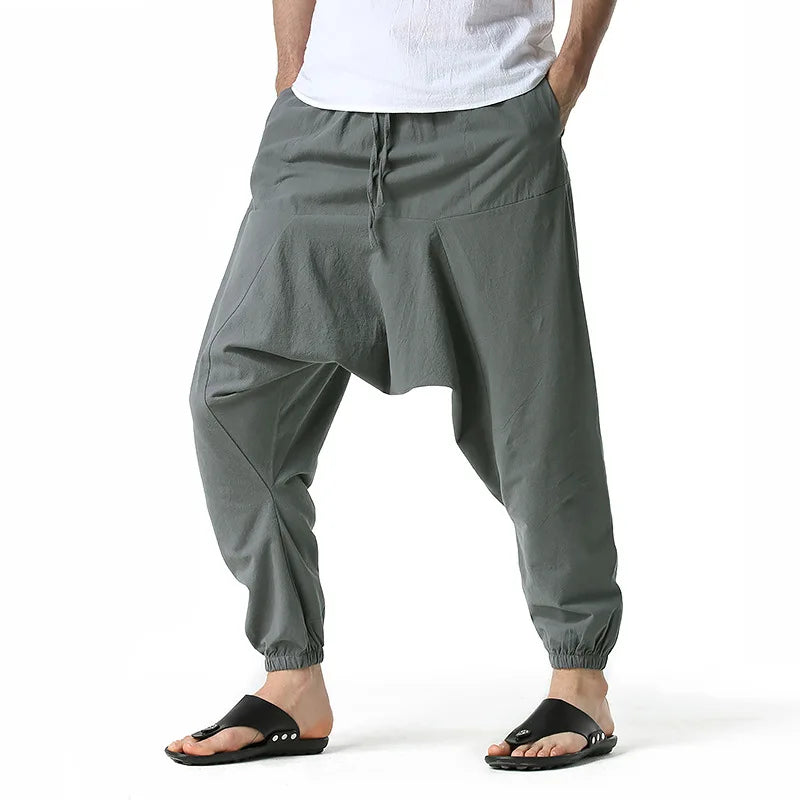 Men's Cotton Linen Loose-Fit Harem Pants