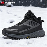 Baasploa Men Hiking Shoes Outdoor Waterproof Resistant Sneakers Male Winter Comfort Plush Warm Casual Walking Shoes Non-Slip