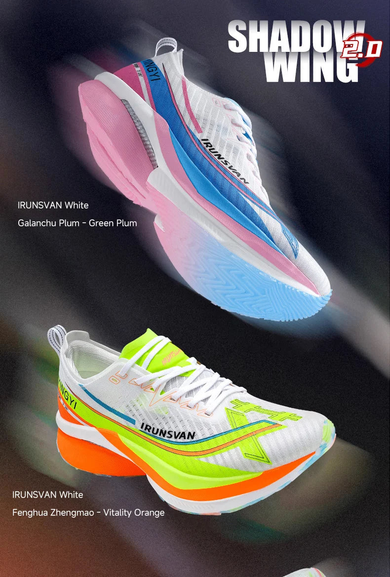 IRUNSVAN Shadow Wing 2.0 Carbon Plate Professional Marathon Running Shoes Men Lightweight Cushioning Training Outdoor Sneakers