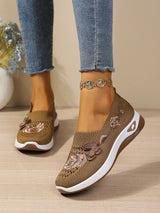 Comfort Women Closed Toe Mules Sandals Floral Embroidery Hollow Mesh Slip On Wedge Platform Lightweight Daily Walkin Lady Shoes