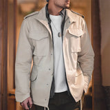 Men's Vintage Military Field Jacket – Cotton Zip Coat