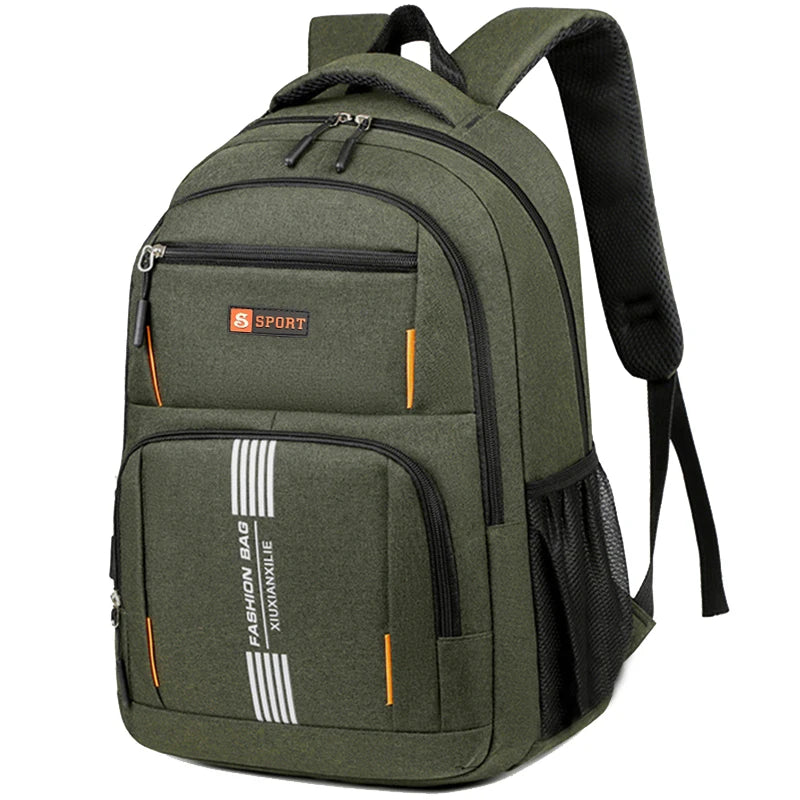 Fashion Minimalist Men’s Rucksack, Lightweight Nylon Backpack with Multiple Storage Slots for School & Weekend Trips