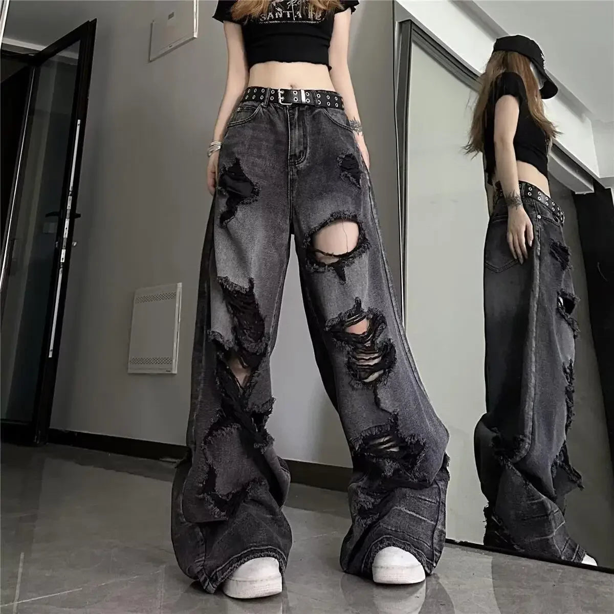 American Style Ripped Bell-Bottom Jeans
