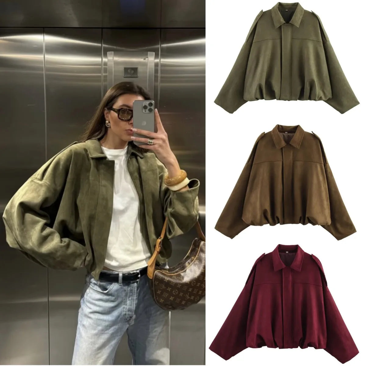 ETJ Women's Suede Lapel Shoulder Jacket – Spring 2026
