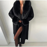 Faux Fur Patchwork Woolen Overcoat