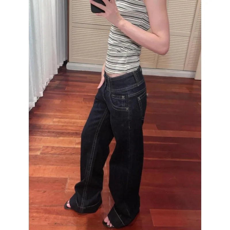 Women's Deep Blue Relaxed Denim Jeans