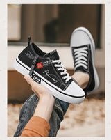 Men's Plus Size Canvas Sneakers — Breathable Lace-Up Casual Flat Shoes