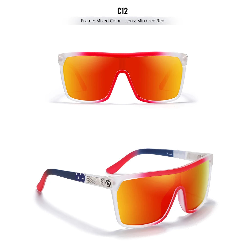 KDEAM One-piece Shape Men Sunglasses Polarized Elastic Paint Surface Sun Glasses Women Suitable Long-lasting Goggles Cat.3