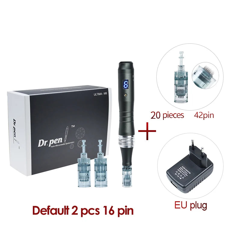 Dr pen Ultima M8 With 22 Cartridge Wireless MTS Derma Microneedle Pen Kit Professionals Use Beauty Machine Needle length 0.25 mm