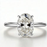 1ct Oval Moissanite Engagement Ring – Sterling Silver 4-Prong Pave Setting