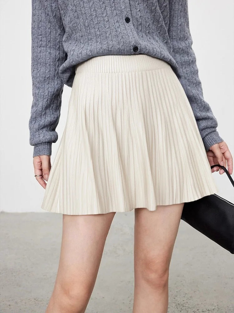 Elegant Knit Pleated Mini Skirt for Women