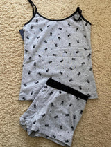 Strawberry Vest Shorts 2 Pieces Set Woman Eyelet Bow Slim Tank Top with Elastic Waist Patchwork Straight Short Pant Sweet Sets