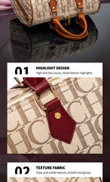 CHCH Women's Pillow Bag Autumn/Winter New Collection Letter Handbag Brown Boston Bag
