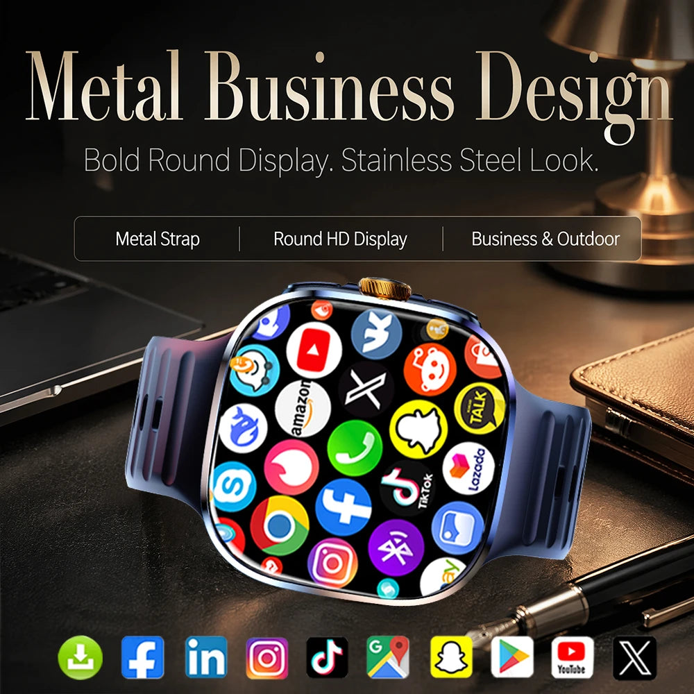 8GB+128GB RAM 4G/3G Smart Watch 2.40 inch AMOLED 2100mah Battery 900W Camera GPS WIFI Google APPS Download Smartwatch Android 10
