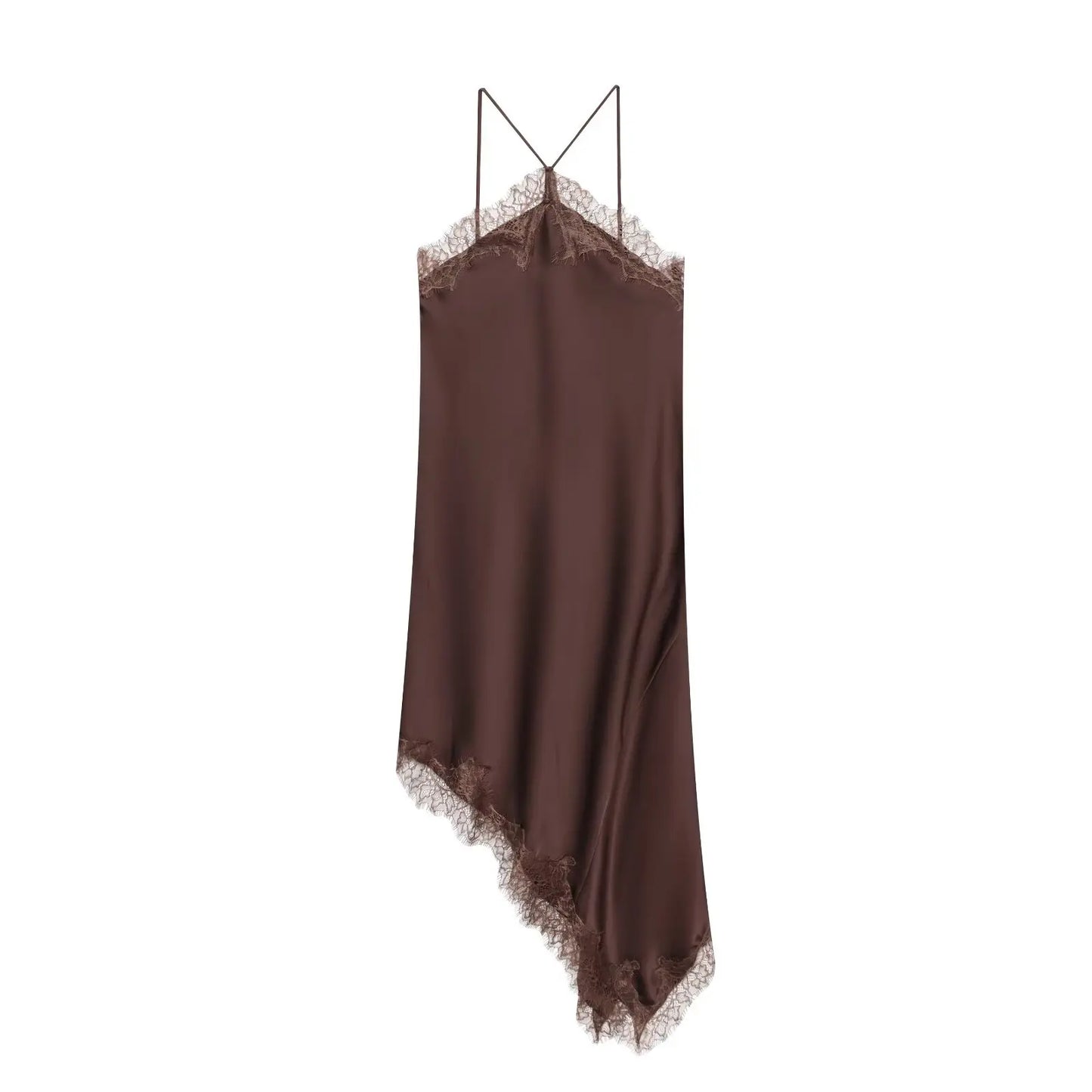 Elegant Lace Spliced Sling Dress: Sleeveless Backless Chic