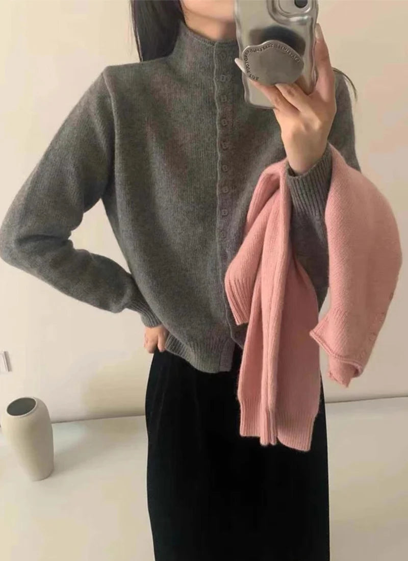 Women's Stand Collar Knit Cardigan