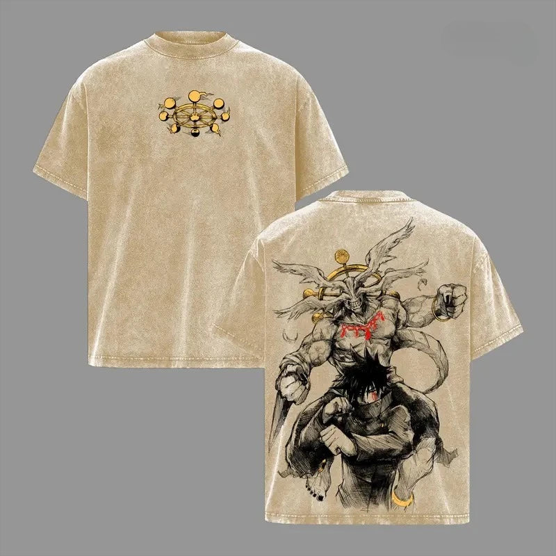 Jujutsu Kaisen Mahoraga Graphic T-Shirt — Fushiguro Megumi Washed Cotton Tee