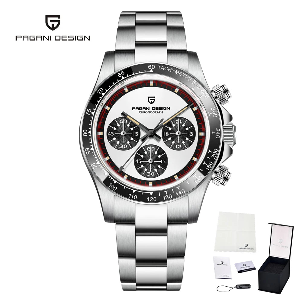 2026 PAGANI DESIGN New Men Quartz Wristwatch Fashion Ceramic Bezel Chronograph Stopwatch Waterproof 100m Stainless Watch for Men