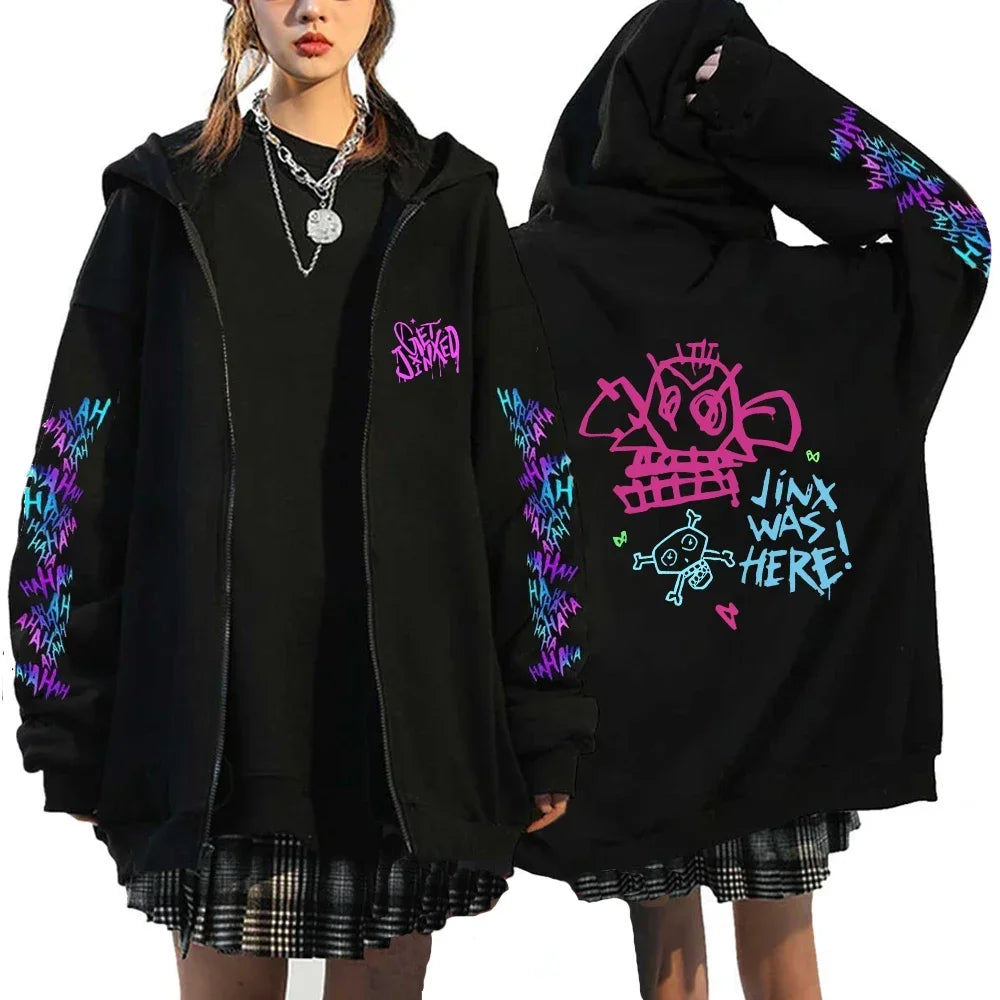 Arcane Jinx Graffiti Zipper Hoodie