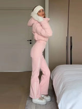 Women's Winter Fur-Trim Hooded Jumpsuit