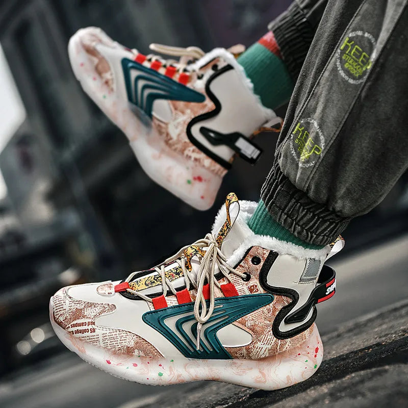 Men’s Winter High-Top Plush Sneakers