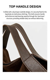 BURMINSA Genuine Suede Leather Hobo Bags Women Vintage Designer Large Shoulder Crossbody Tote Slouchy Soft Office Work Handbags