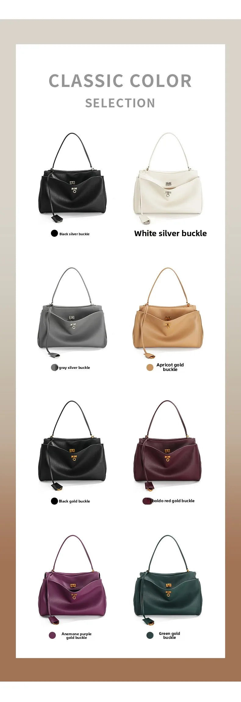 Large Capacity Women's Leather Handbag High-End Single Shoulder Crossbody Tote for Commuting