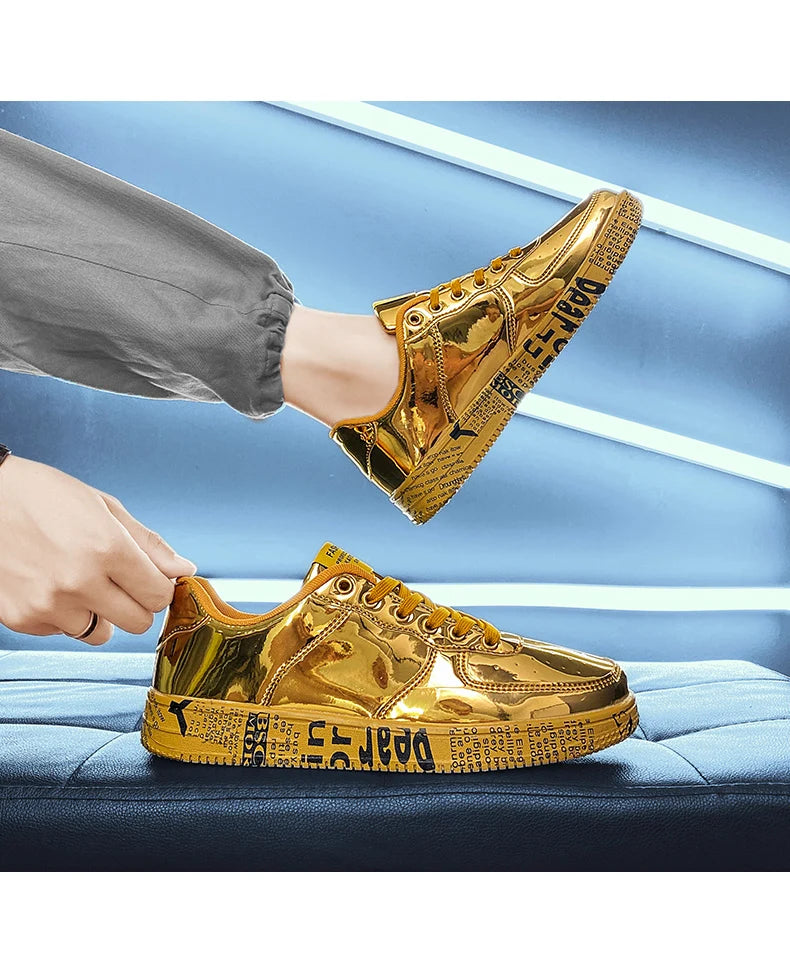 Men's Glitter Lace-Up Streetwear Sneakers