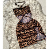 Elegant Leopard Print Strapless Mini Dress