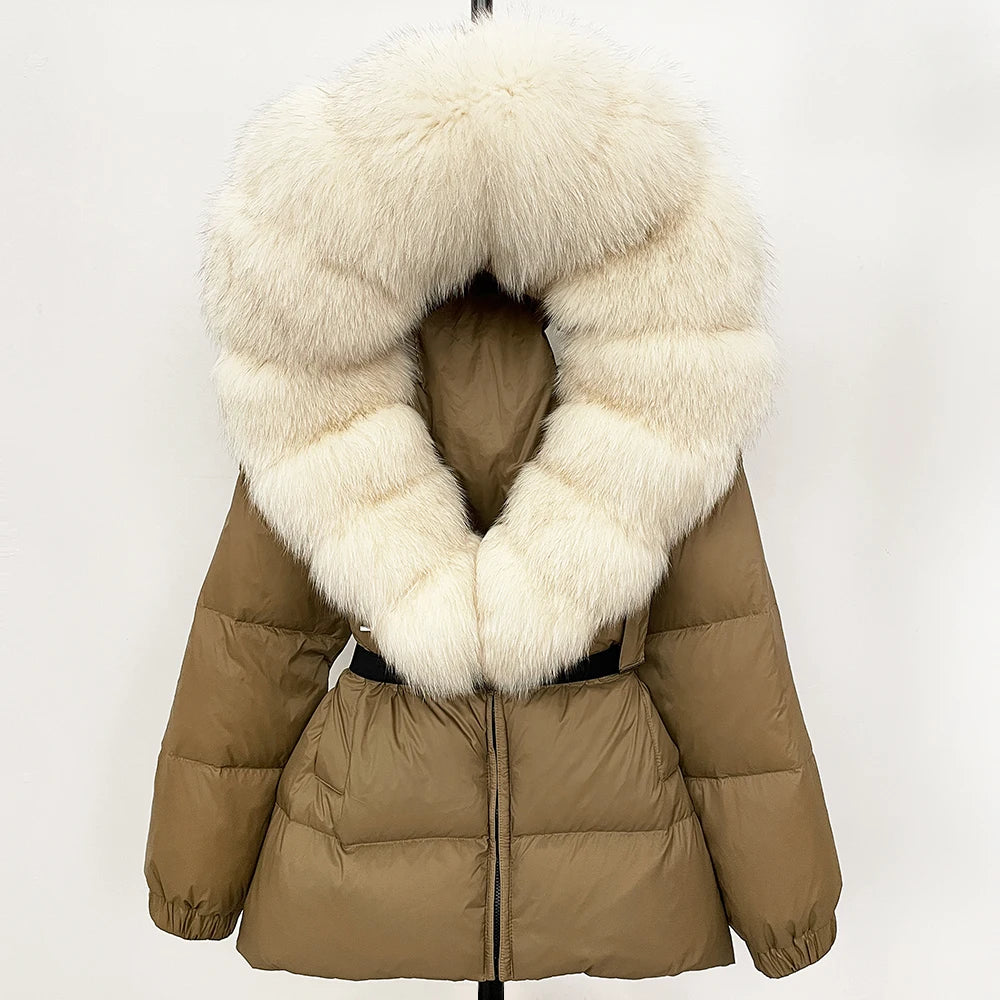 Real Fox Fur Hooded Duck Down Puffer