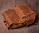 LUOKIR High Quality Genuine Leather Backpack Vintage Crazy Horse Cowhide Luxury School Bag Computer Knapsack For 15 Inch Laptop
