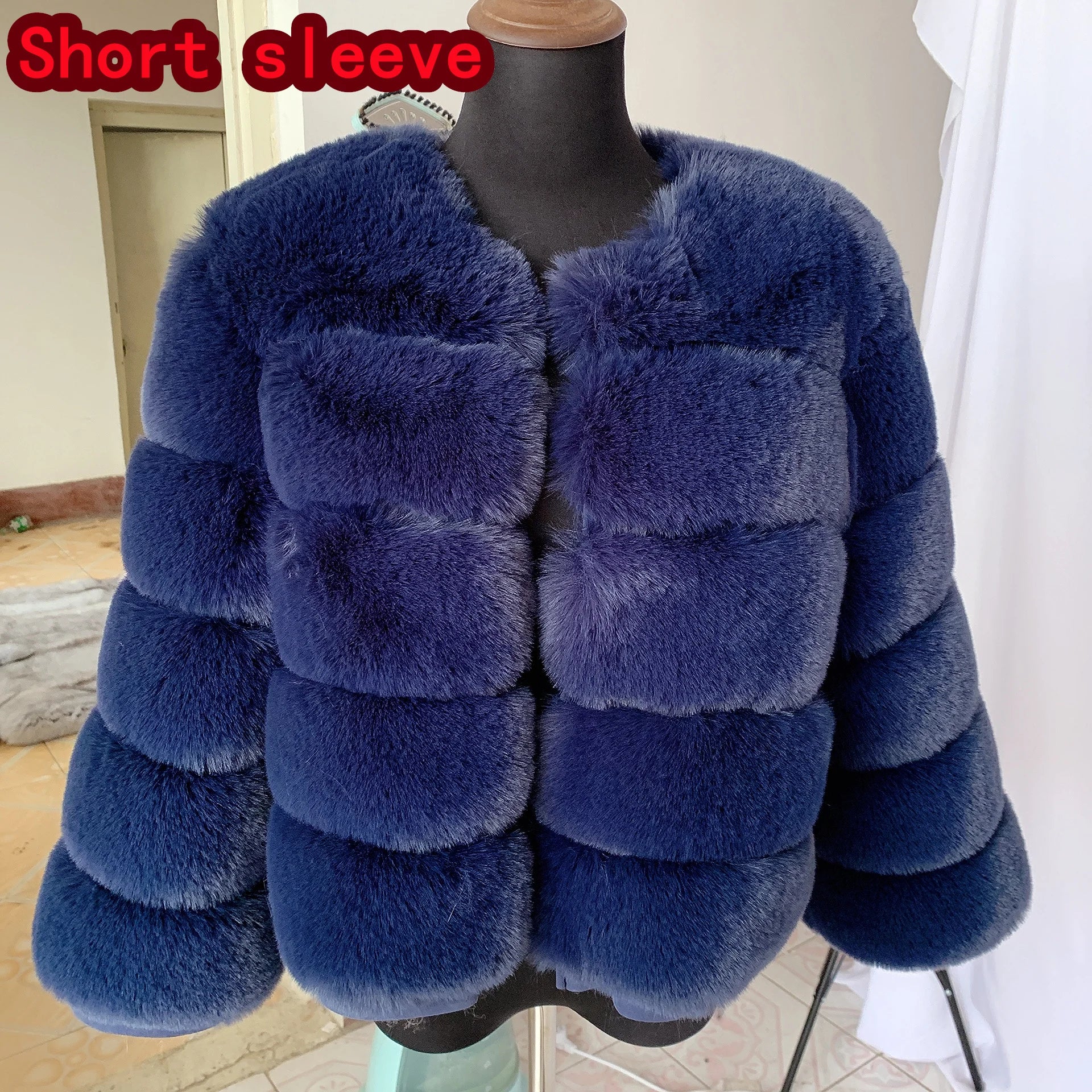 Elegant Winter Faux Fox Fur Crop Jacket