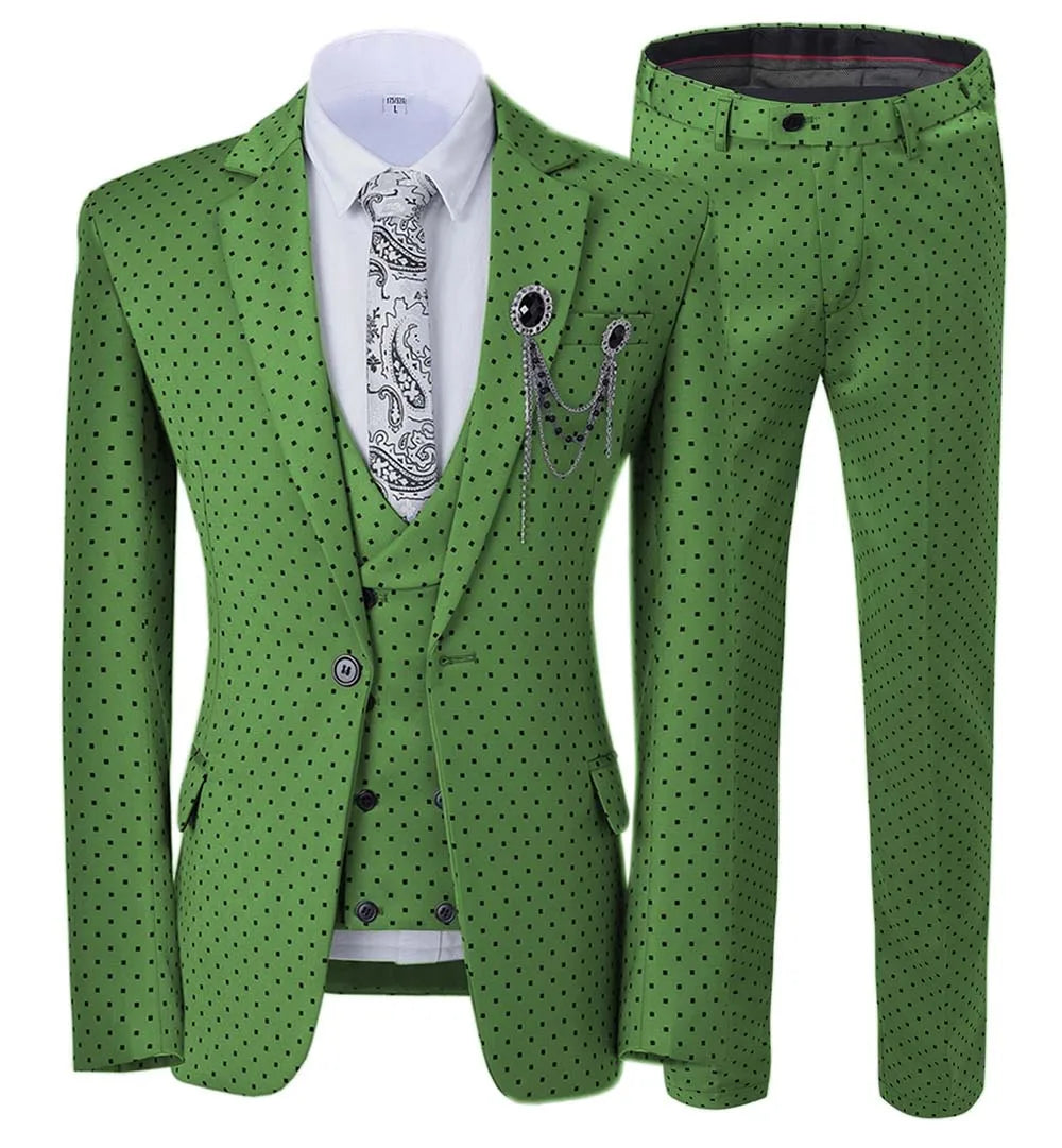 Men’s Slim Fit 3-Piece Patterned Suit