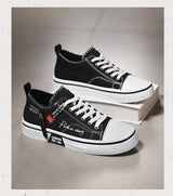 Men's Plus Size Canvas Sneakers — Breathable Lace-Up Casual Flat Shoes