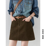 Chic Ven Women's Corduroy A-Line Mini Skirt